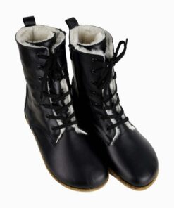 Black Shearling Leather Women Boots
