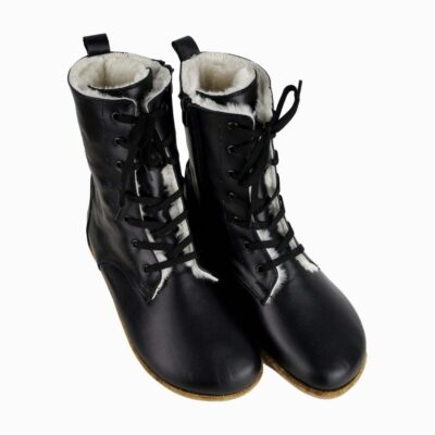 Black Shearling Leather Women Boots