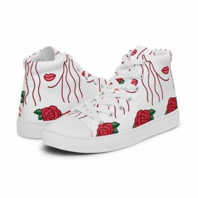 Rose Printed Women’s High Top Sneakers